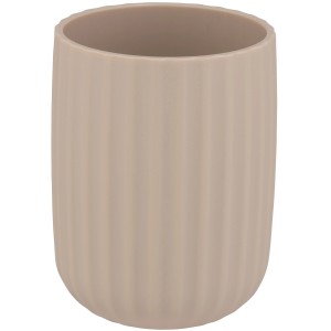 Beiger Wenko Zahnputzbecher Agropoli, Zahnbürstenhalter aus Kunststoff mit Rillenmuster.