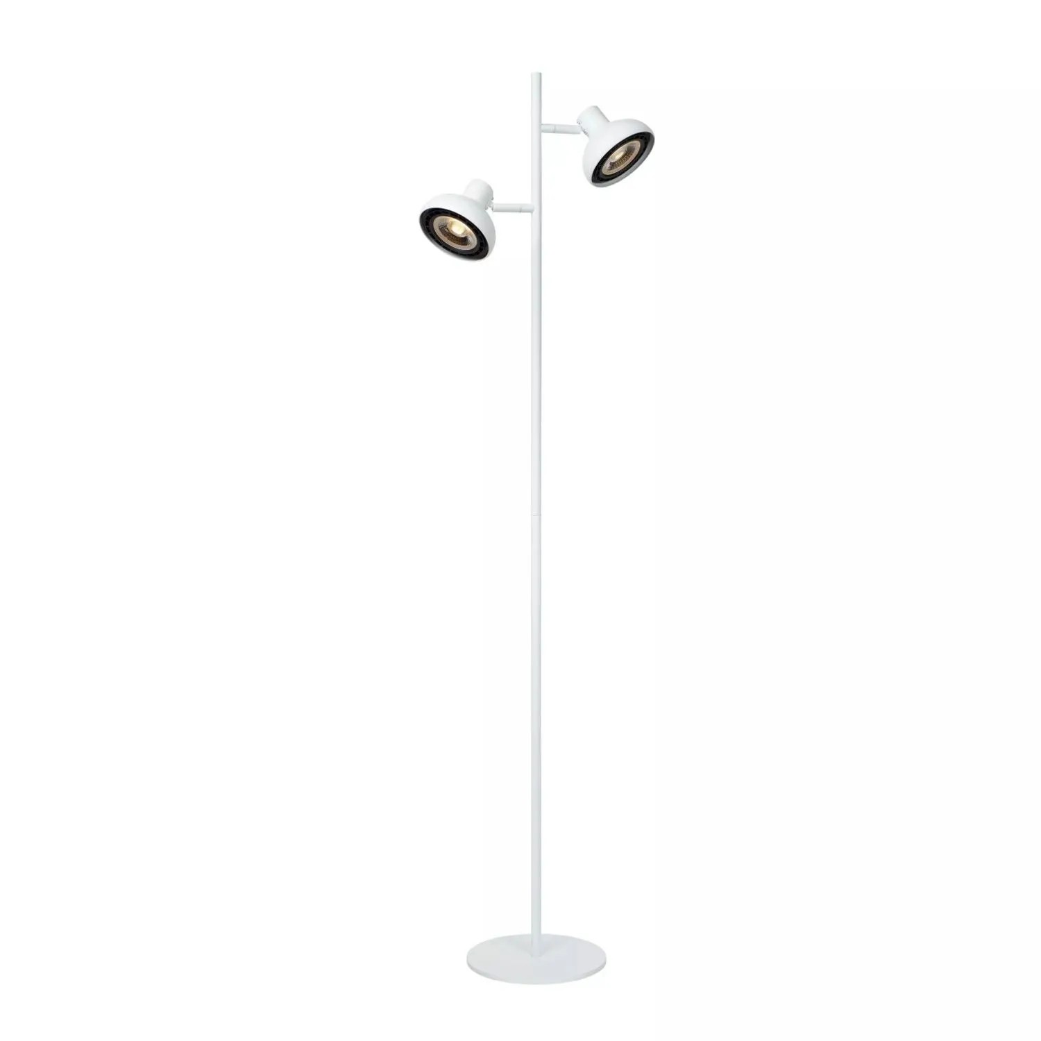 Licht-Erlebnisse Stehleuchte Weiß 138 CM Hoch Klein 2-Flammig Schwenkbar Metall GU10