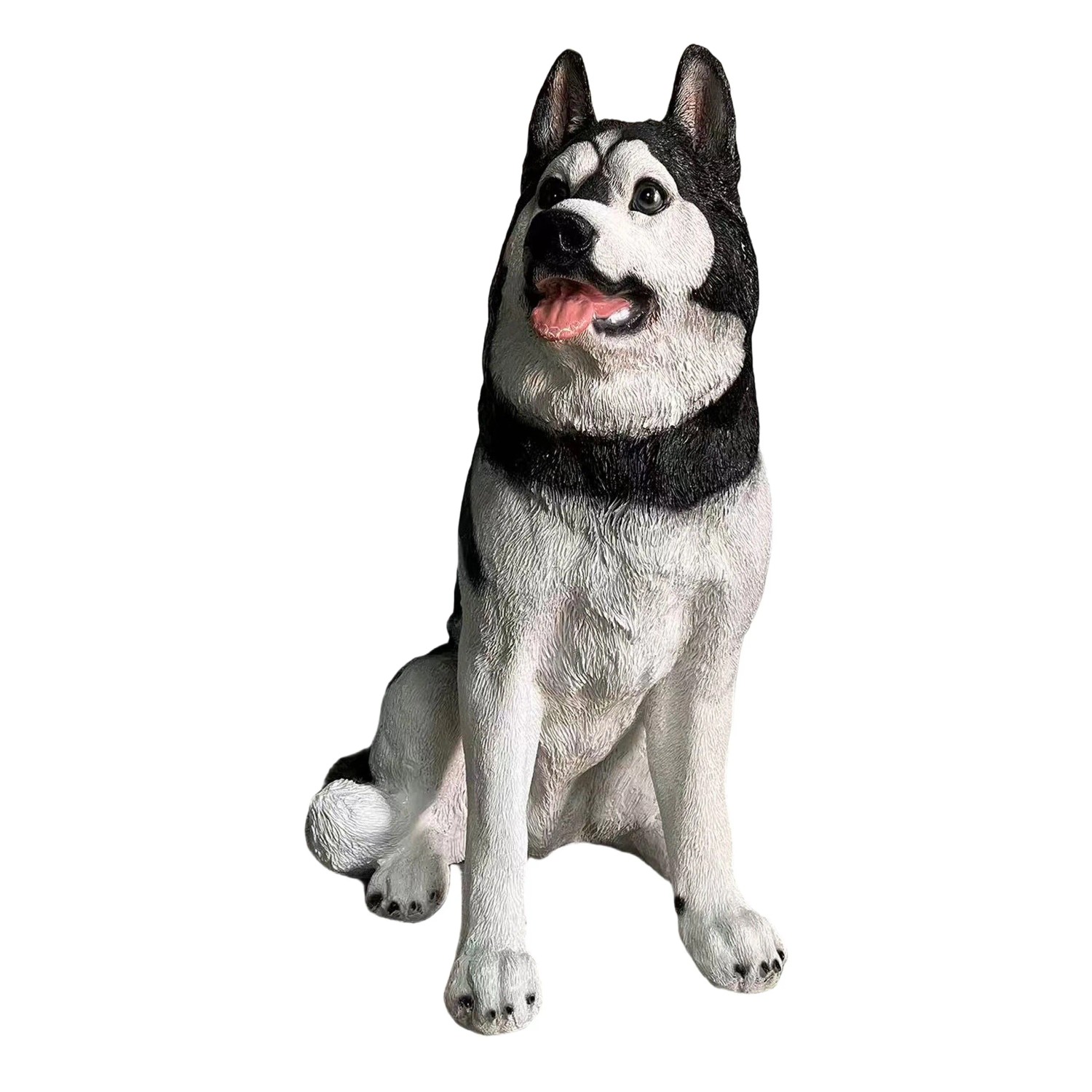 Relaxdays Gartenfigur Hund Polyresin Fiberglas Naturfarben Husky Wetterbeständig Frostfest 86 cm x 49 cm x 62 cm