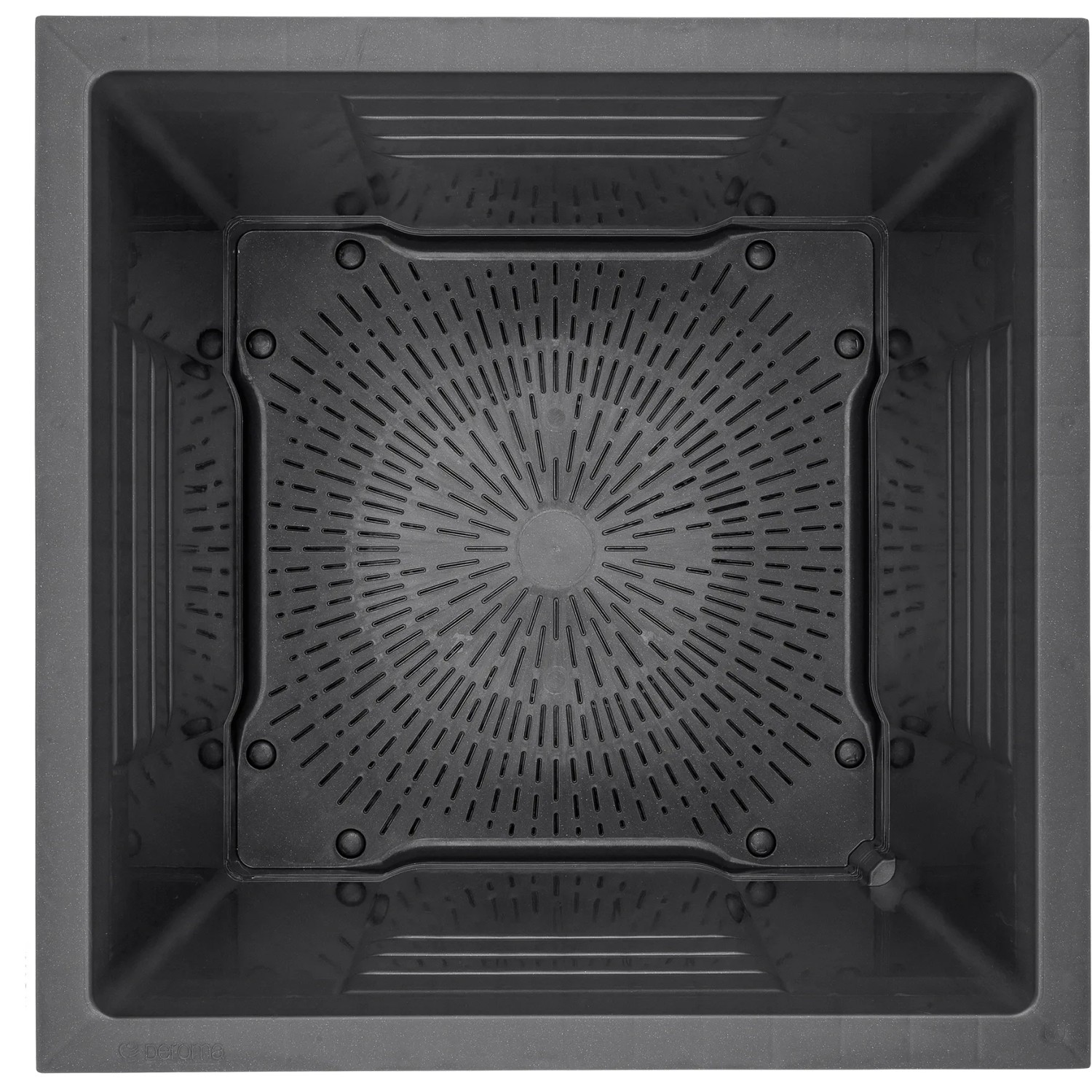 Deroma Pflanzkübel Cubo Millennium, anthrazit, 49x49x49 cm, mit Rollen und Wasserspeicher.