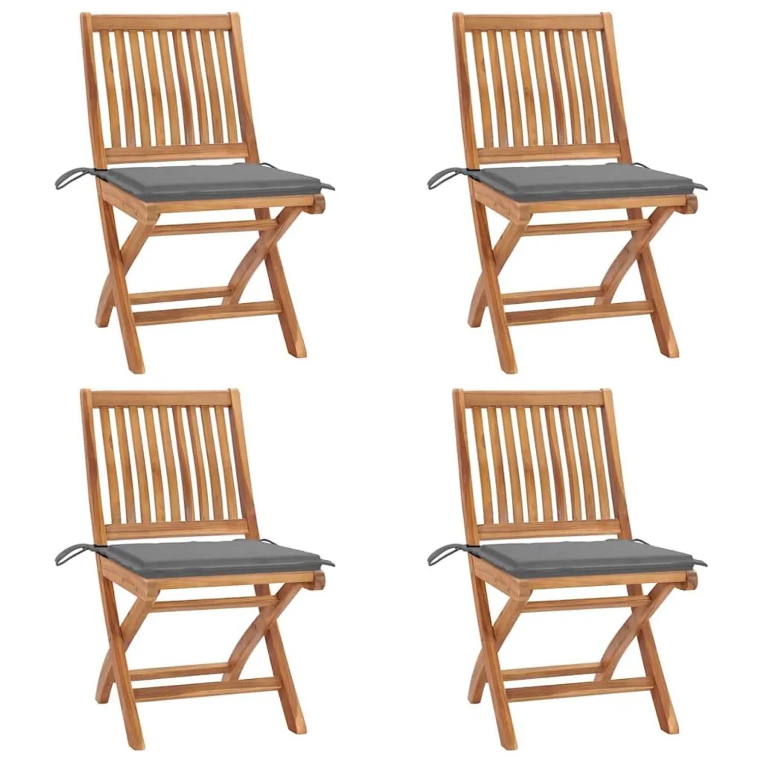 vidaXL Klappbare Gartenstühle mit Kissen 4 Stk Massivholz Teak 3072808 günstig online kaufen
