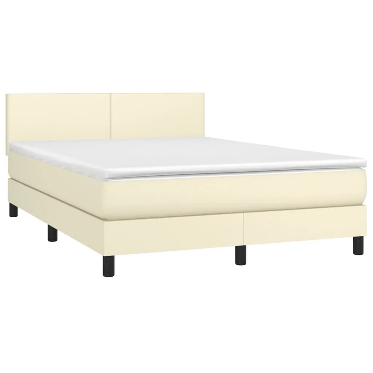 vidaXL Boxspringbett mit Matratze & LED Creme 140x190 cm Kunstleder 3134101