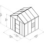 Technische Zeichnung: Palram Canopia Glory Gewächshaus 2.4x2.5m, Anthrazit, mit Maßen.