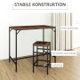 HOMCOM Bartisch-Set: Rustikal-brauner Tisch mit schwarzem Stahlgestell und passendem Barhocker. Stabil, industrieller Stil.