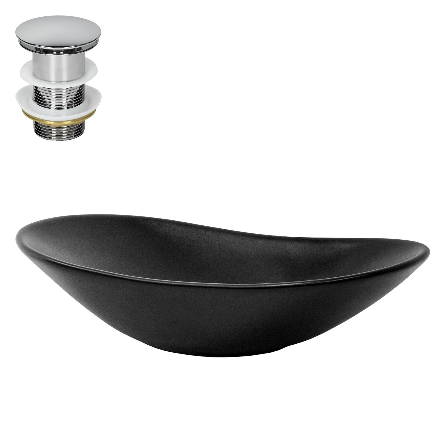 ML-Design Waschbecken aus Keramik Schwarz Matt 63x36x15,5 cm mit Ablaufgarn günstig online kaufen