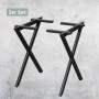 2er Set: Schwarze X-Struktur Tischgestelle aus Metall mit Querbalken für Esstische.