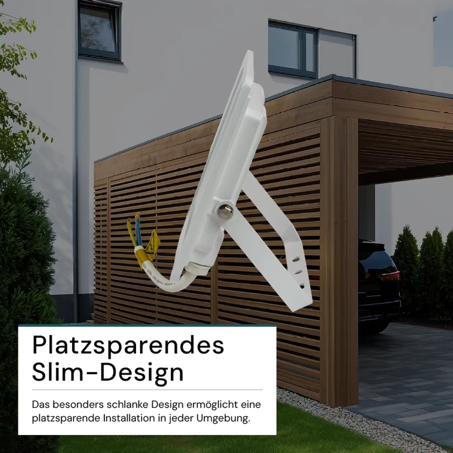 Weißer LUXULA LED Strahler 30W für Außen, schlankes Design, warmweißes Licht.