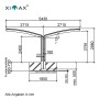 Technische Zeichnung: Ximax Carport Portoforte-60 Y, Maße und Fundamentdetails.
