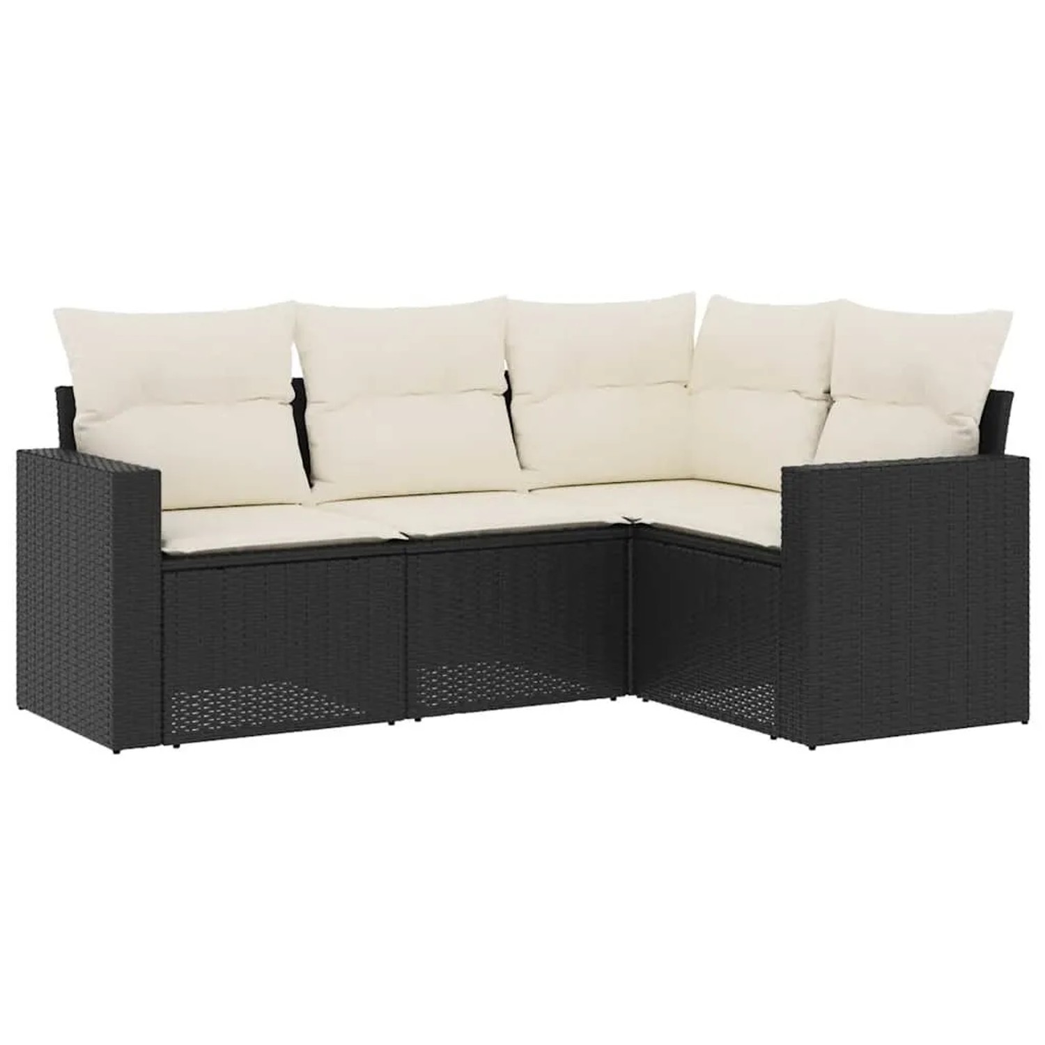 vidaXL 4-Tlg Garten-Sofagarnitur mit Kissen Schwarz Poly Rattan 3251243 günstig online kaufen