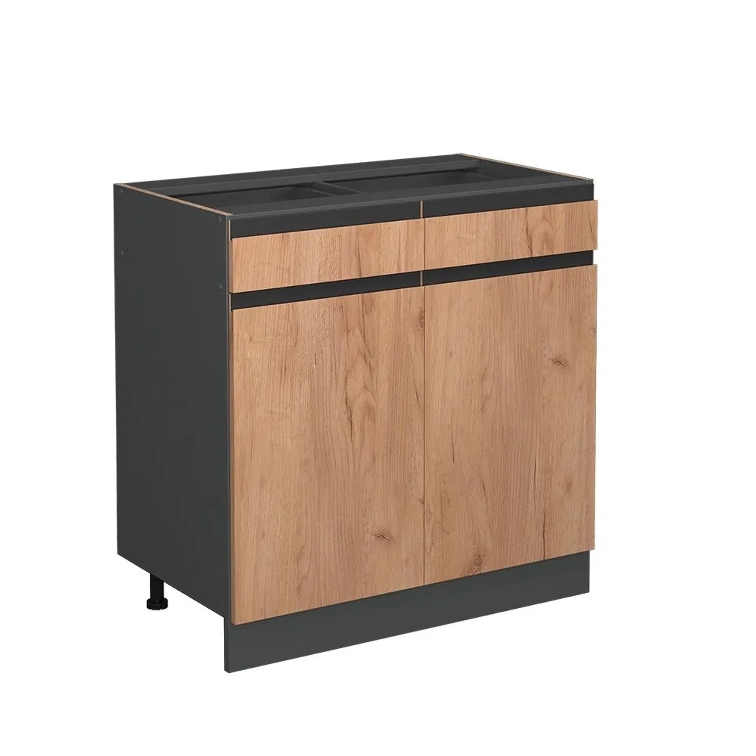 Vicco Küchenunterschrank R-Line Goldkraft Eiche Anthrazit 80 cm J-Shape ohne Arbeitsplatte