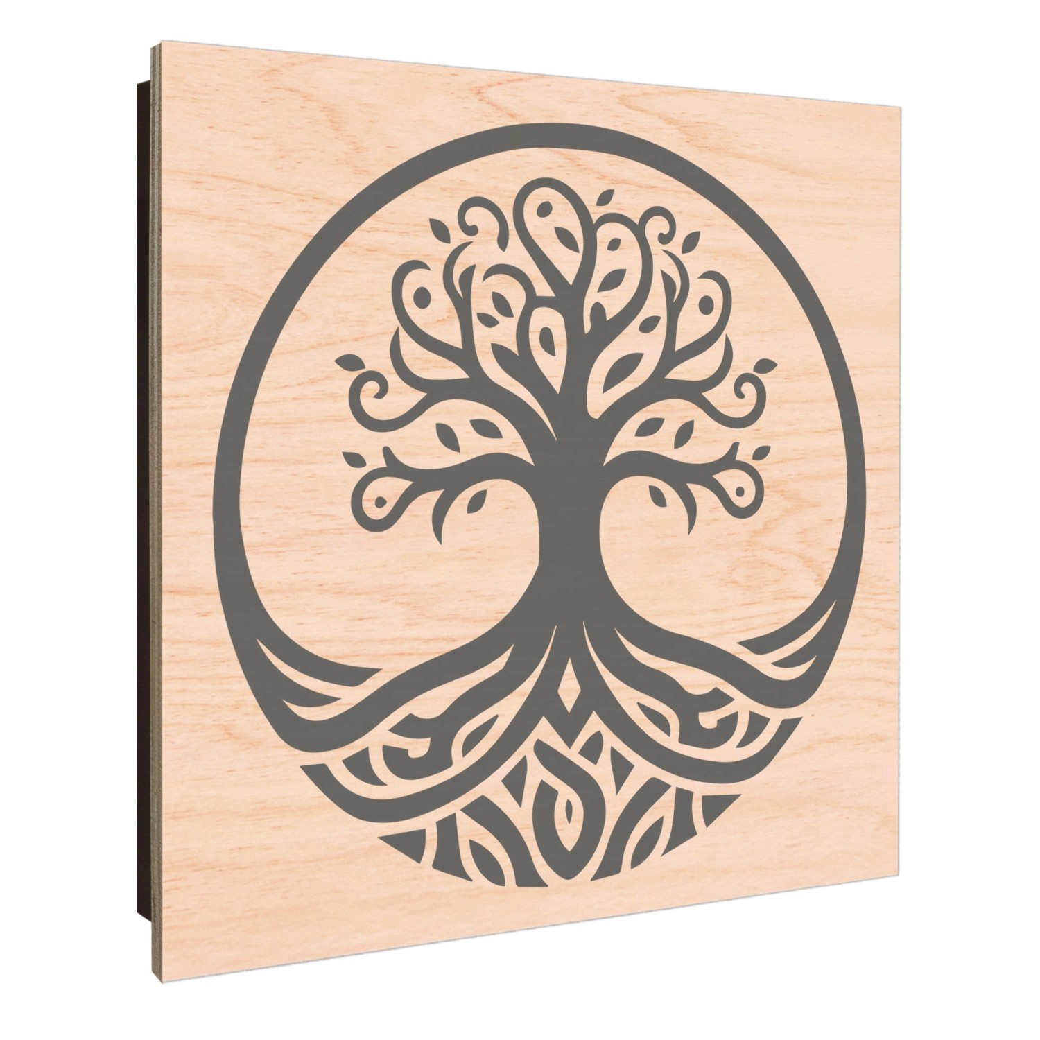 Banjado Schlüsselkasten aus Holz, 30x30cm, schwarz, mit Lebensbaum-Motiv und 50 Haken zur Schlüsselaufbewahrung.