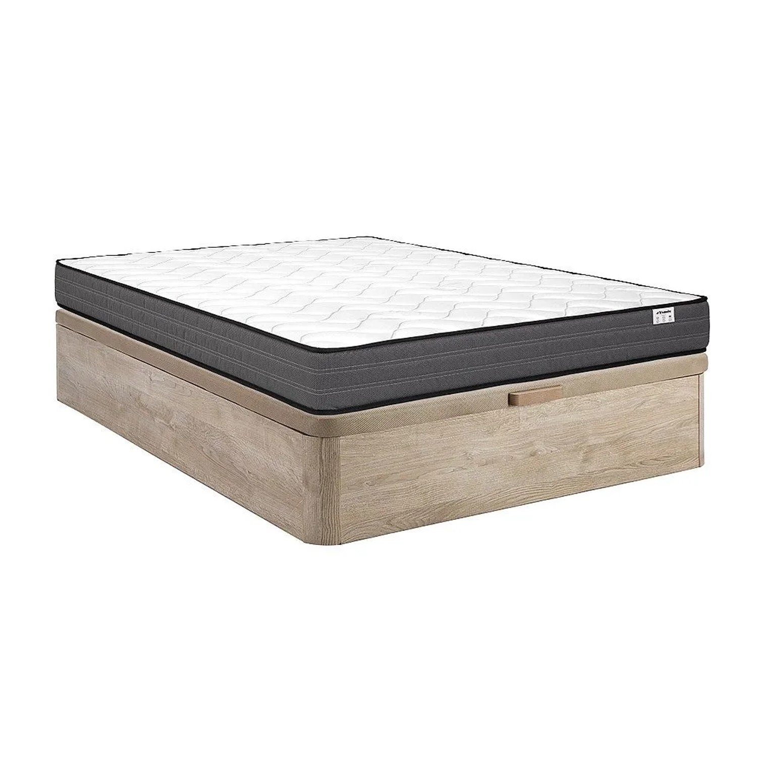 Vente-unique Matratze Und Bettgestell Mit Lattenrost Und Bettkasten Ambracie Naturfarben Hell 190 cm