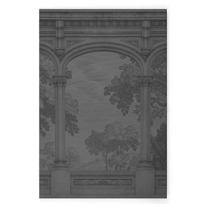 Dunkelgraues Bricoflor Wandbild mit Aquädukt im Holzstich-Stil, 60x90 cm. Leinwandbild mit Bögen im Vintage-Look.