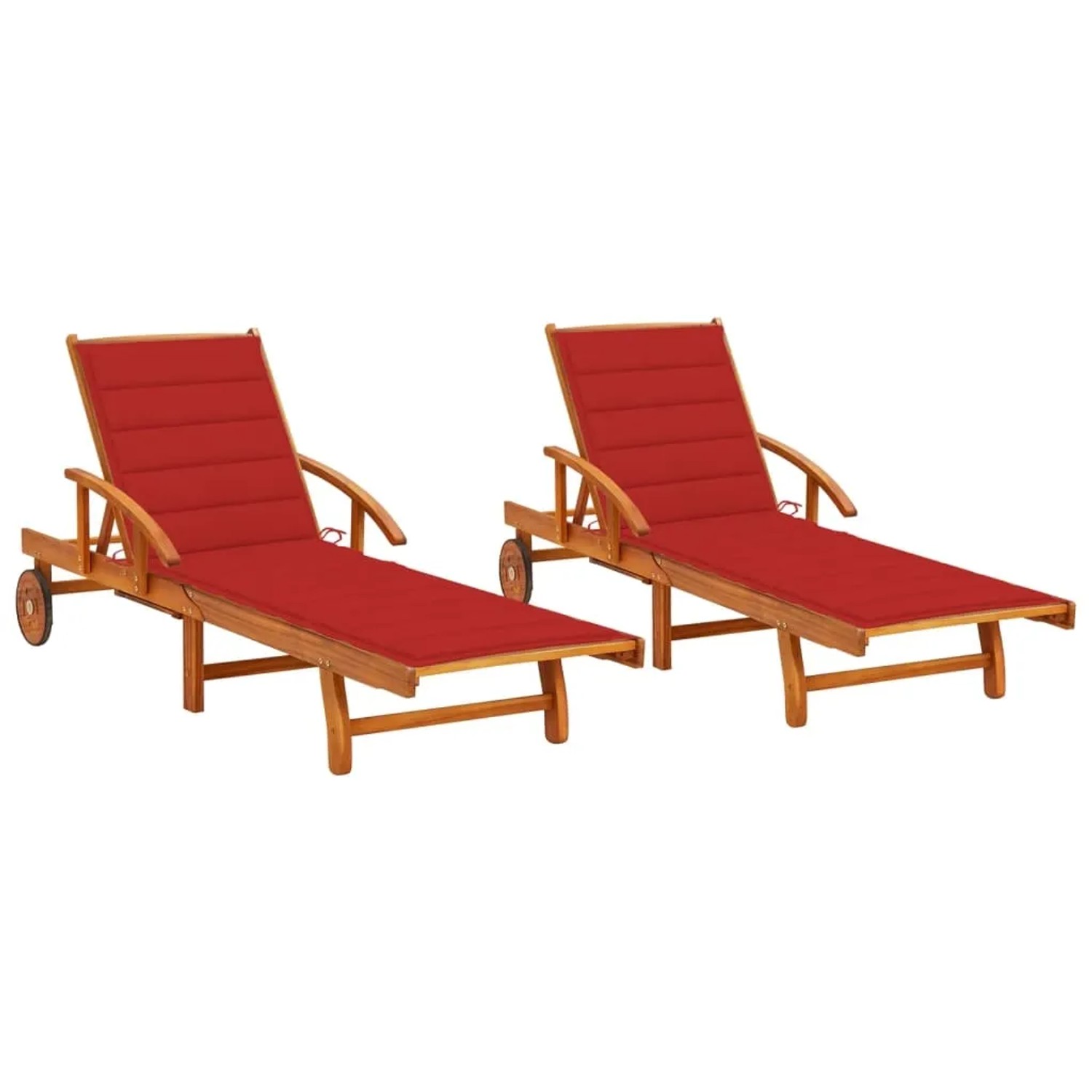 vidaXL Sonnenliegen 2 Stk mit Auflagen Massivholz Akazie 3077336
