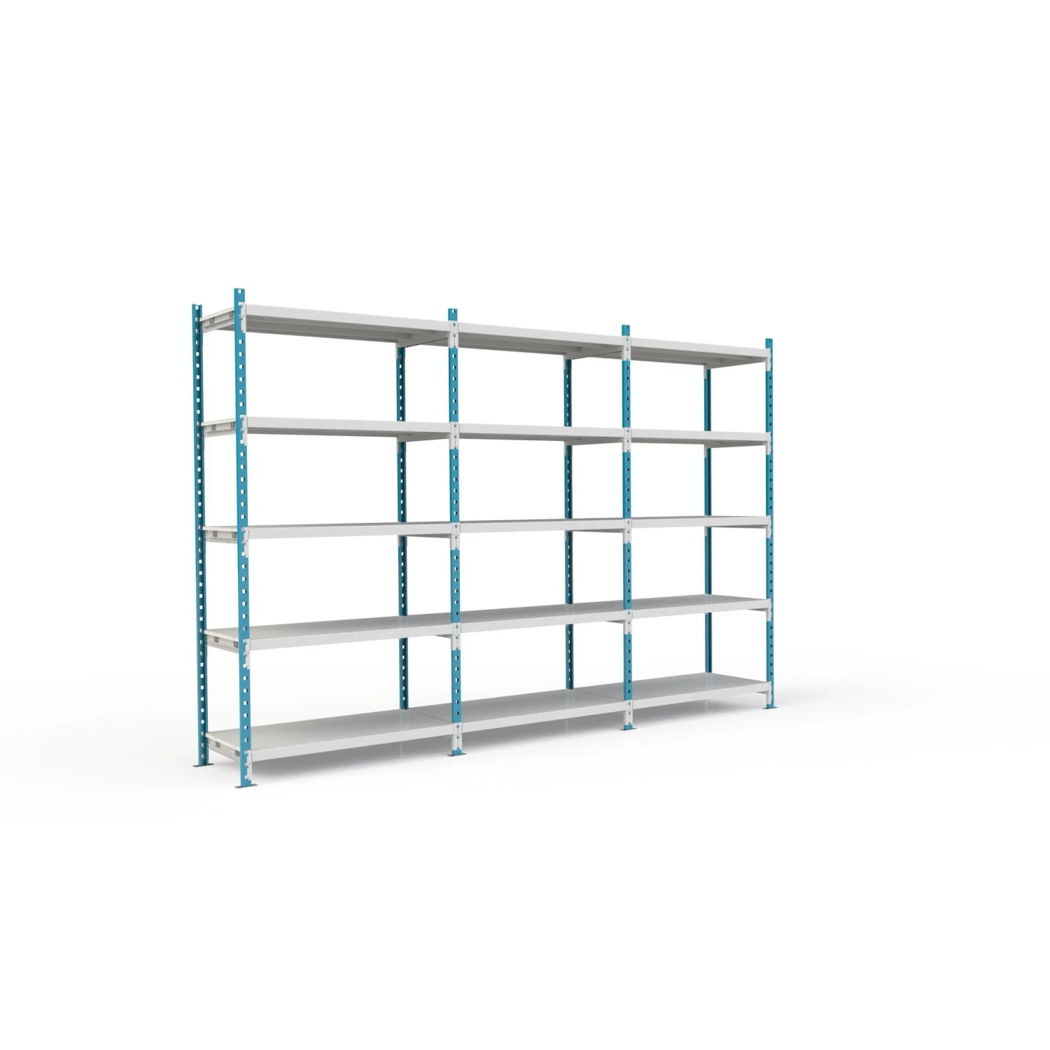 PROREGAL Fachbodenregal Maximus Pro HxBxT 220 x 100 x 60 cm 5 Ebenen Metallplatten-Fachboden Fachlast 286 kg Lichtblau-Lichtgrau