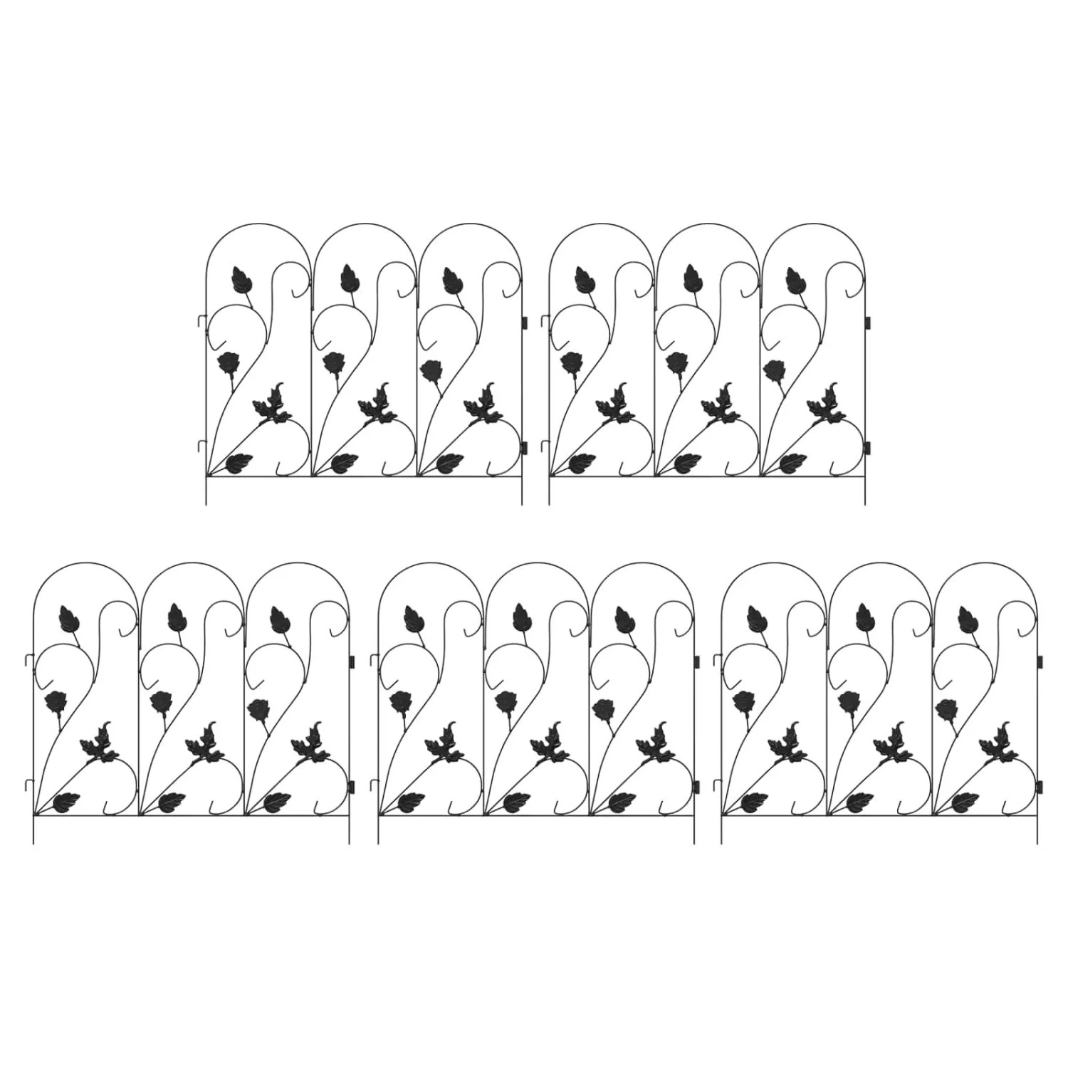 vidaXL Gartenzaun Spalier Schwarz 307 x 54,5 x 0,3 cm 42021366