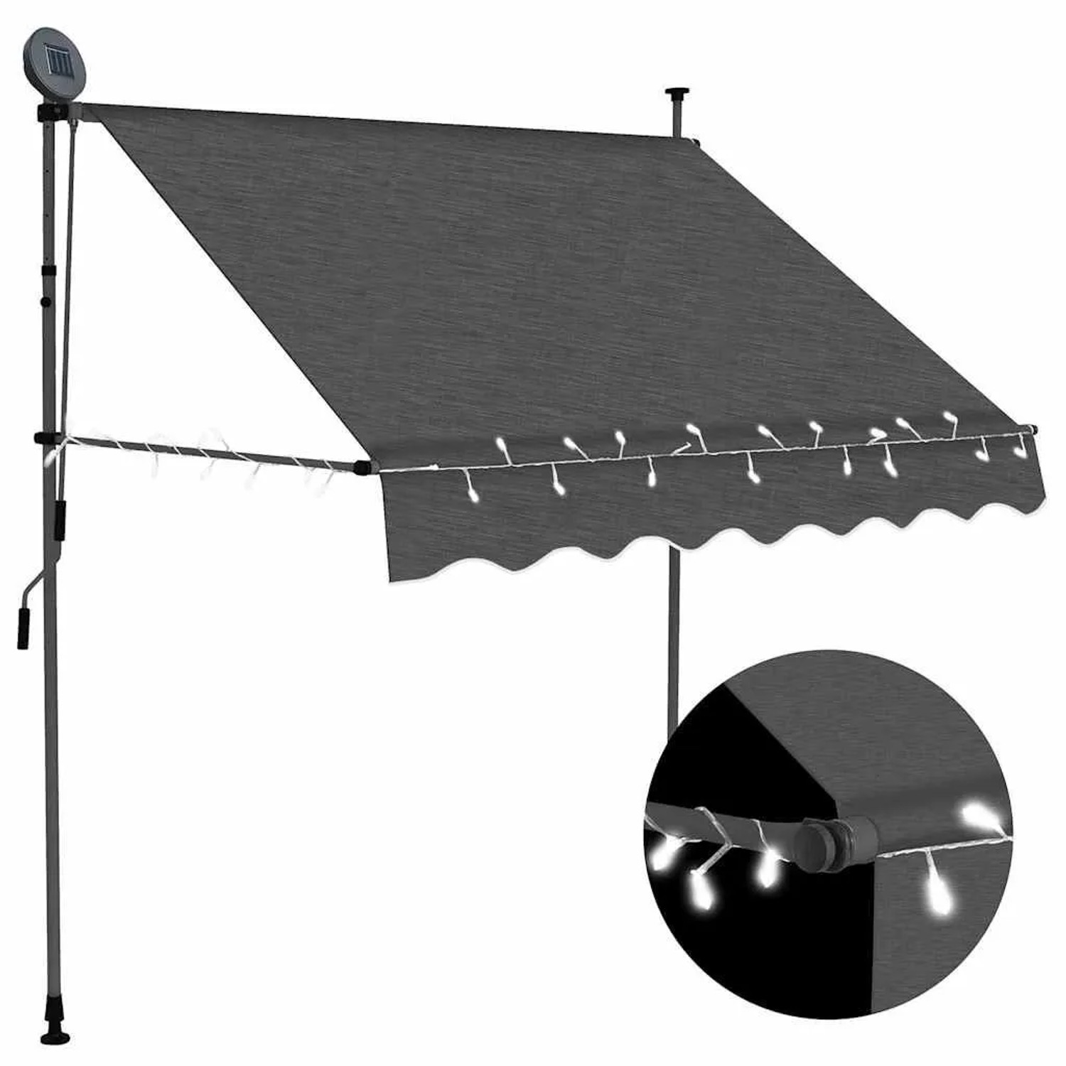 vidaXL Einziehbare Markise Handbetrieben mit LED 100 cm Anthrazit 145862