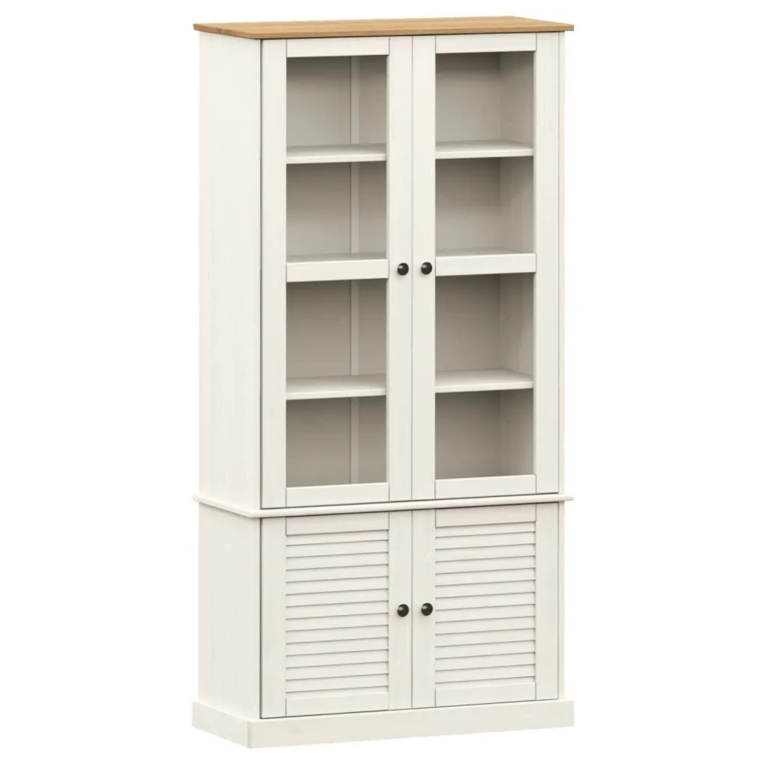 vidaXL Vitrine VIGO Weiß 85x35x170 cm Massivholz Kiefer 353194