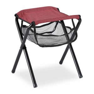 Relaxdays Klapphocker Polyester Metall Rot Schwarz Faltbar Mit Staufach Belastbar bis 120 kg 39 cm x 29 cm x 35 cm 800 g