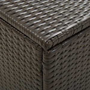 Detailaufnahme: Braune VidaXL Gartenbox aus Poly Rattan, Universalbox für Garten & Terrasse.