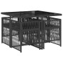 Schwarze 5-tlg. vidaXL Garten-Essgruppe aus Polyrattan mit Tisch und Stühlen inklusive Kissen.