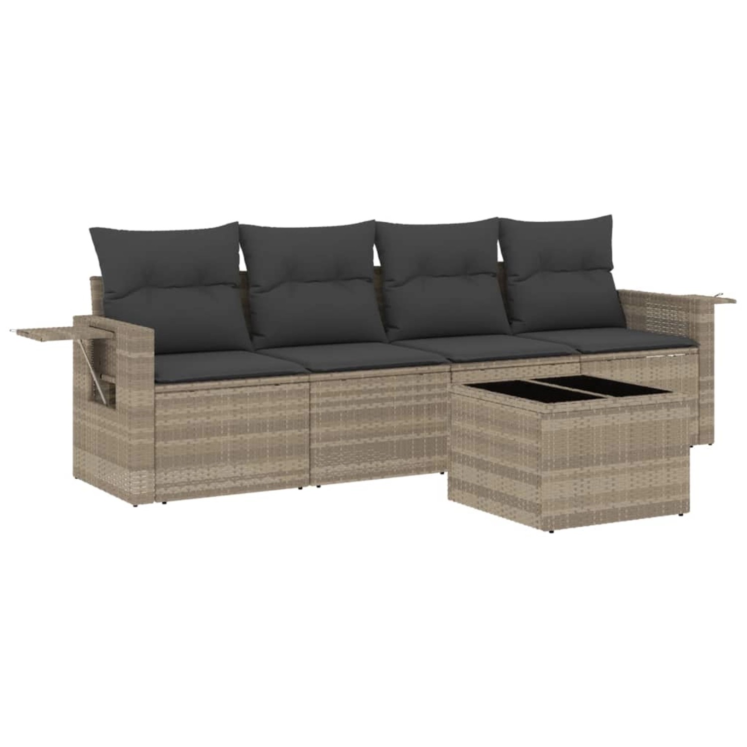 vidaXL 5-tlg Garten-Sofagarnitur mit Kissen Hellgrau Poly Rattan Modell 10 günstig online kaufen