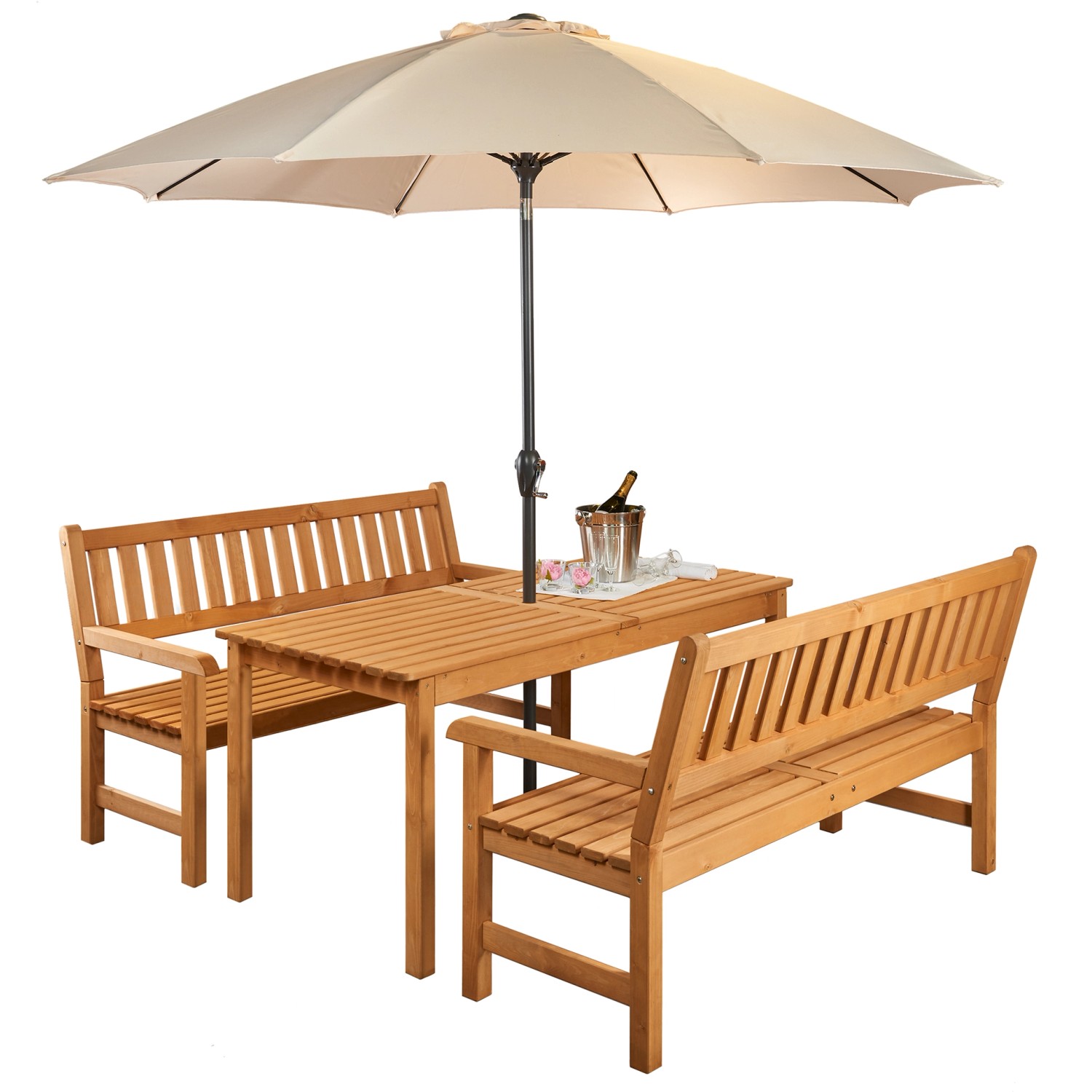 Wilk Gartenmöbel-Set Westerland 3-teilig Honigbraun FSC günstig online kaufen