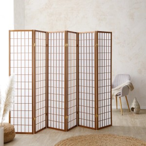Homestyle4u 6-tlg. Paravent in Braun 264x175 cm 227