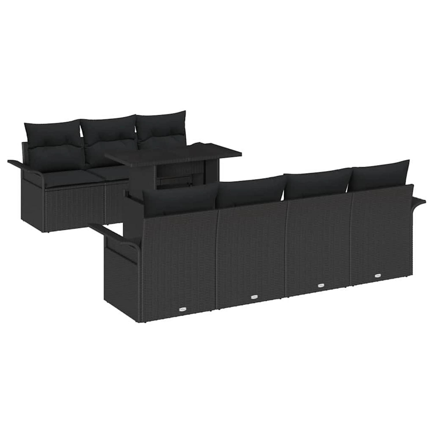 vidaXL Garten-Sofa-Set mit Kissen 8-Tlg Schwarz Poly Rattan 3356966 günstig online kaufen