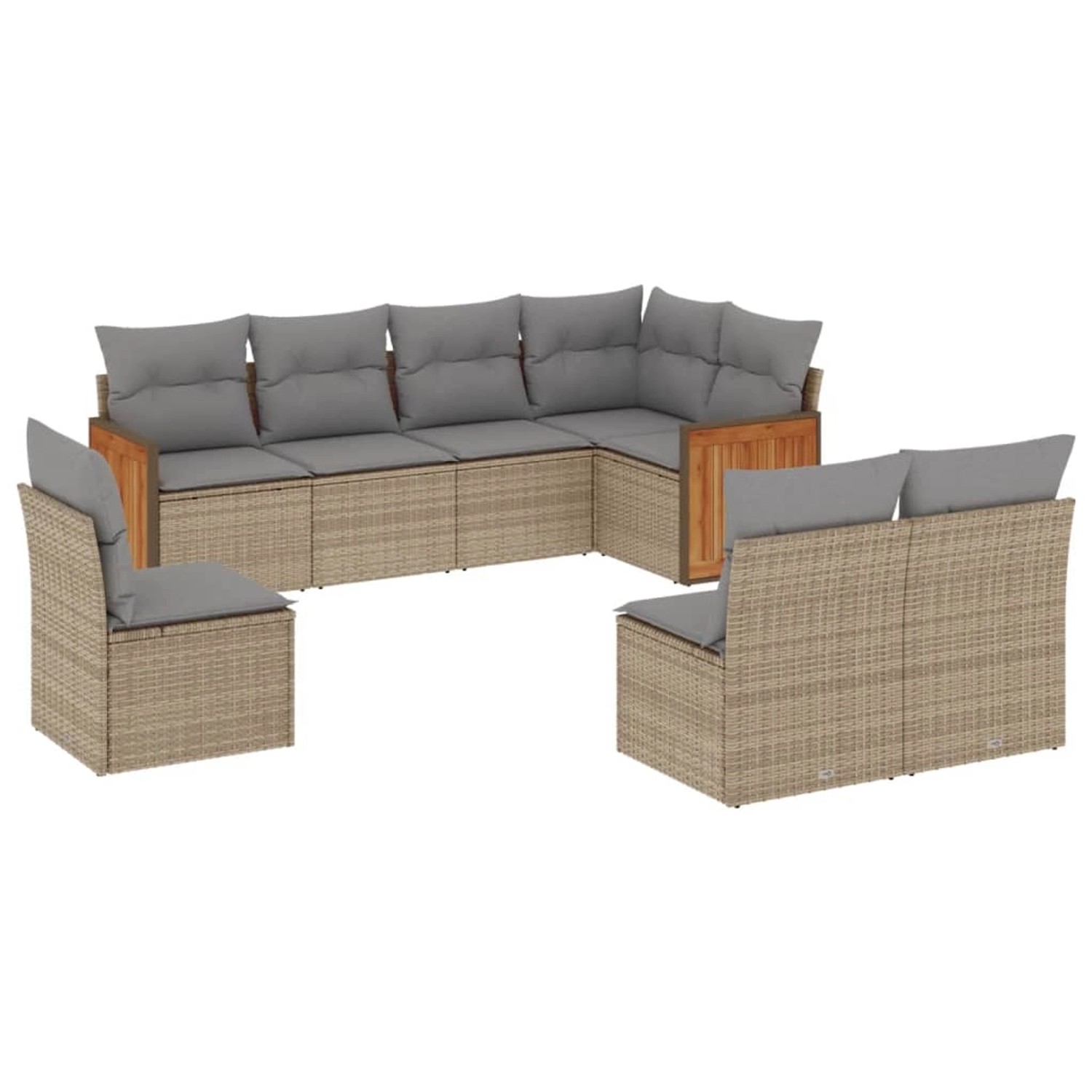vidaXL 8-Tlg Garten-Sofagarnitur mit Kissen Beige Poly Rattan 3227725 günstig online kaufen