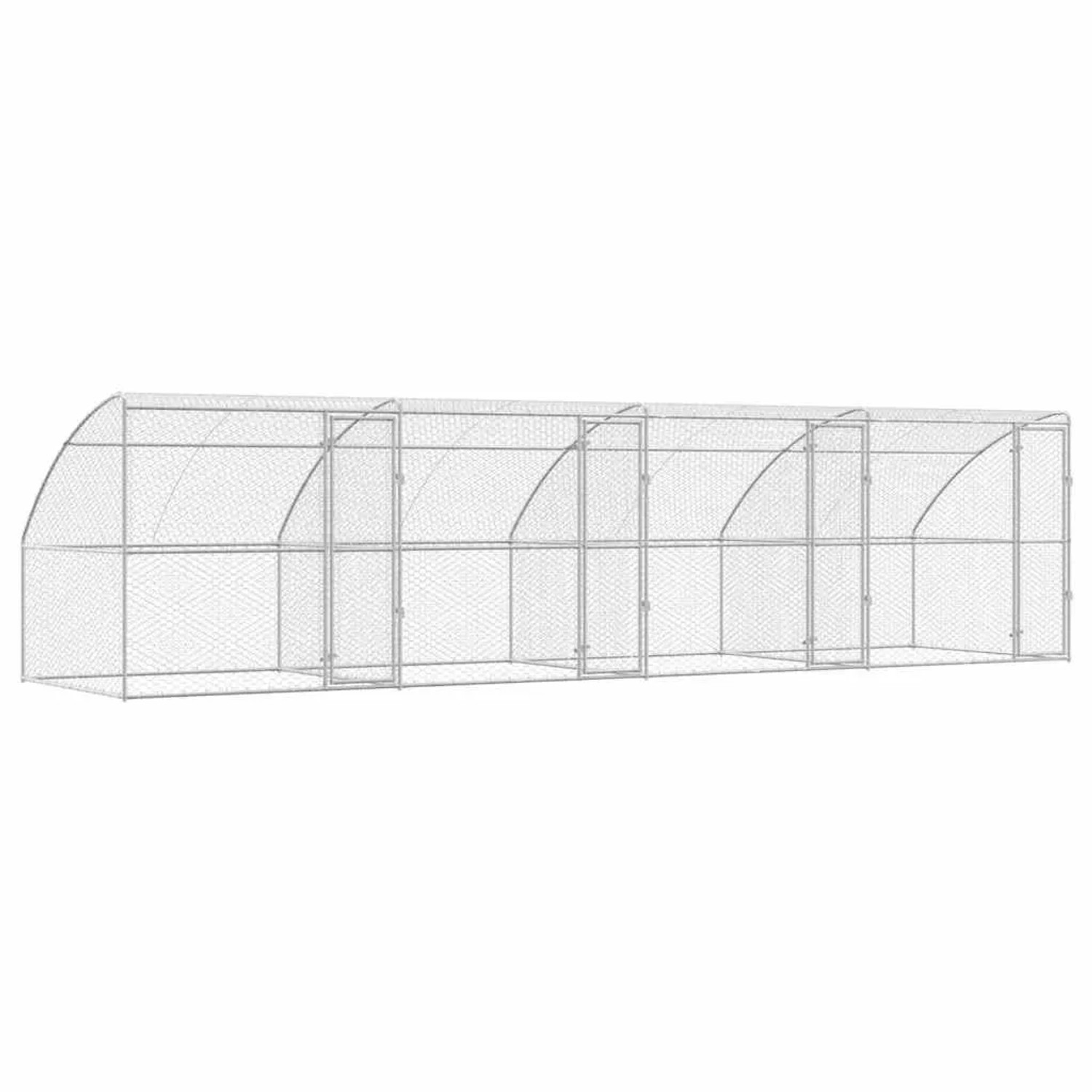 vidaXL Hundekäfig 4-Tlg Silber 8 x 2 x 2 m Verzinkter Stahl 3368335