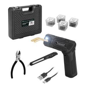 STAHLWERK Kunststoff Reparatur Set mit Heißhefter, Klammern, Messer, Seitenschneider und USB-Kabel im Koffer.