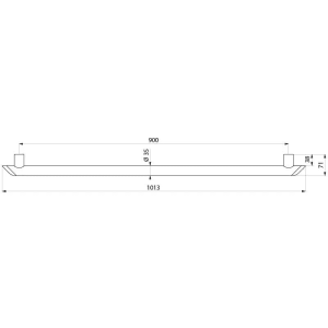 Delabie Haltegriff Be-Line, 900mm, Aluminium, matt schwarz, für Bad & WC.