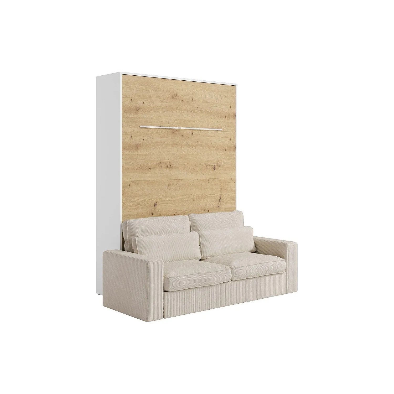 Vente-unique Schrankbett Rapili Naturfarben Hell  Weiß 200 cm
