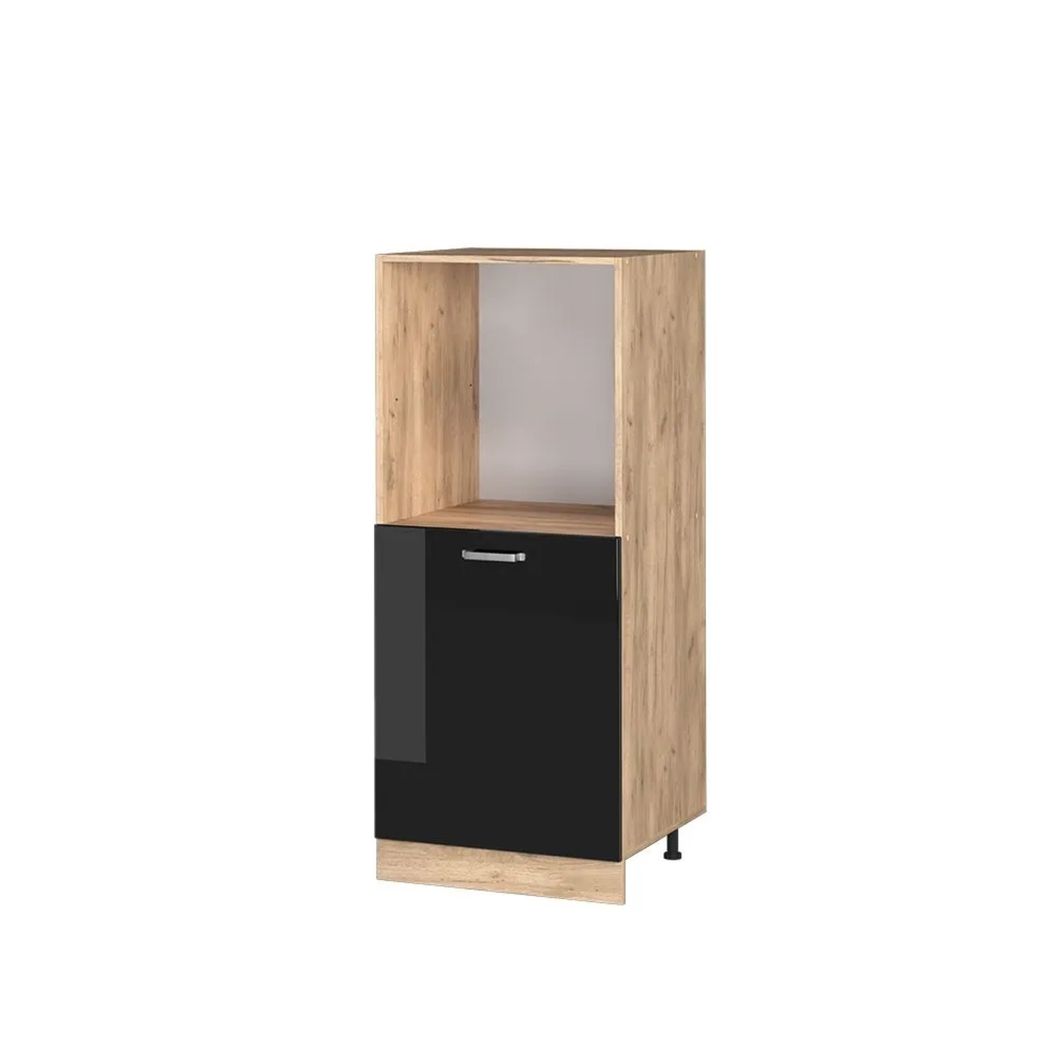Vicco Herdumbauschrank R-Line Schwarz Hochglanz Goldkraft Eiche 60 cm mit Goldkraft Eiche Korpus
