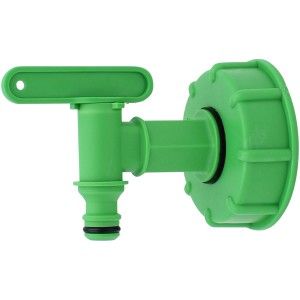 Grüner Hahn für IBC-Container mit Klicksystem, Zubehör für Regentonnen.