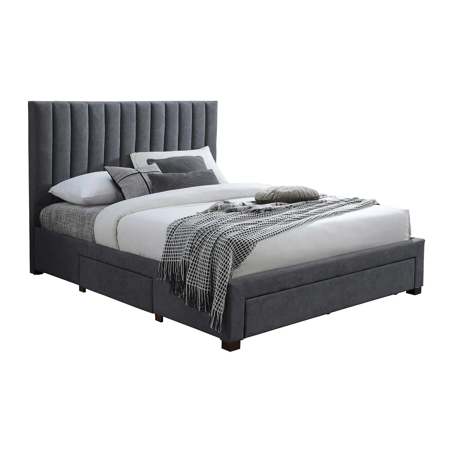 Vente-unique Bettrahmen Liako Grau 185 cm