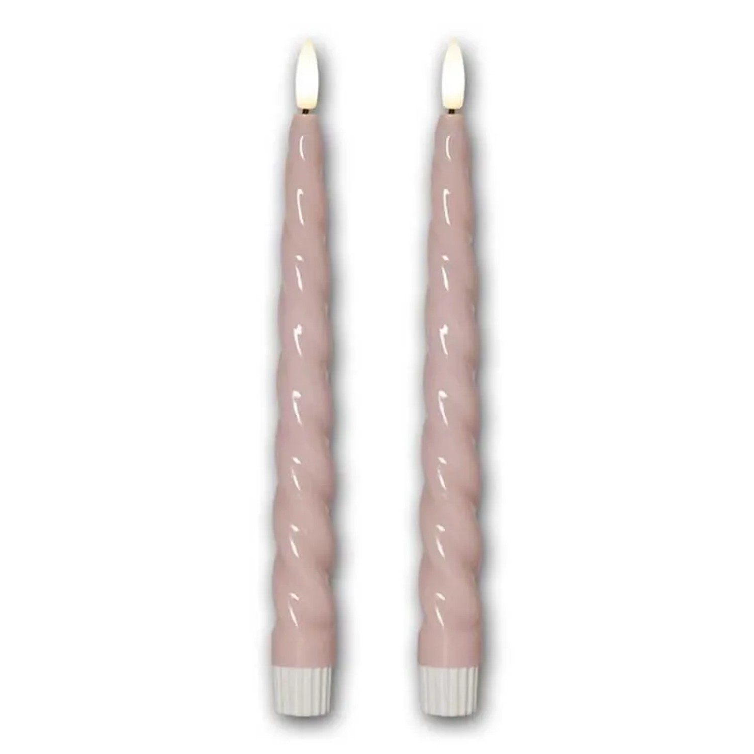 Star Trading LED Stabkerzen SHINE Gedreht 2er Set Rosa 3D Flamme