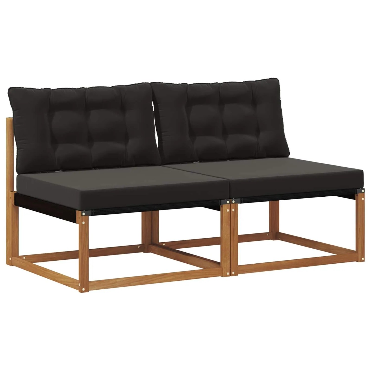vidaXL 2 Stück Outdoor Mittelsofa Massivholz Akazie Natur 900643