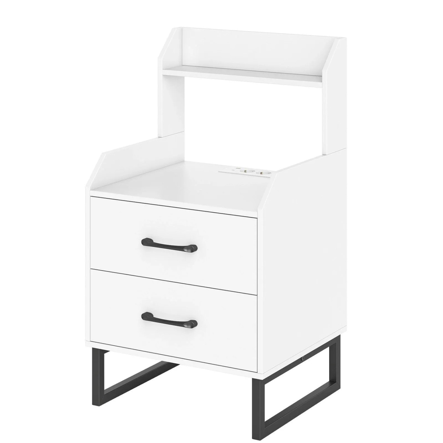 Costway Nachttisch mit Led & Ladestation Beistelltisch 45 x 40 x 80 cm
