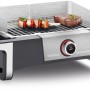 Severin Tischgrill PG 8114 SENOA DigitalBOOST mit Grillgut, silberfarben.