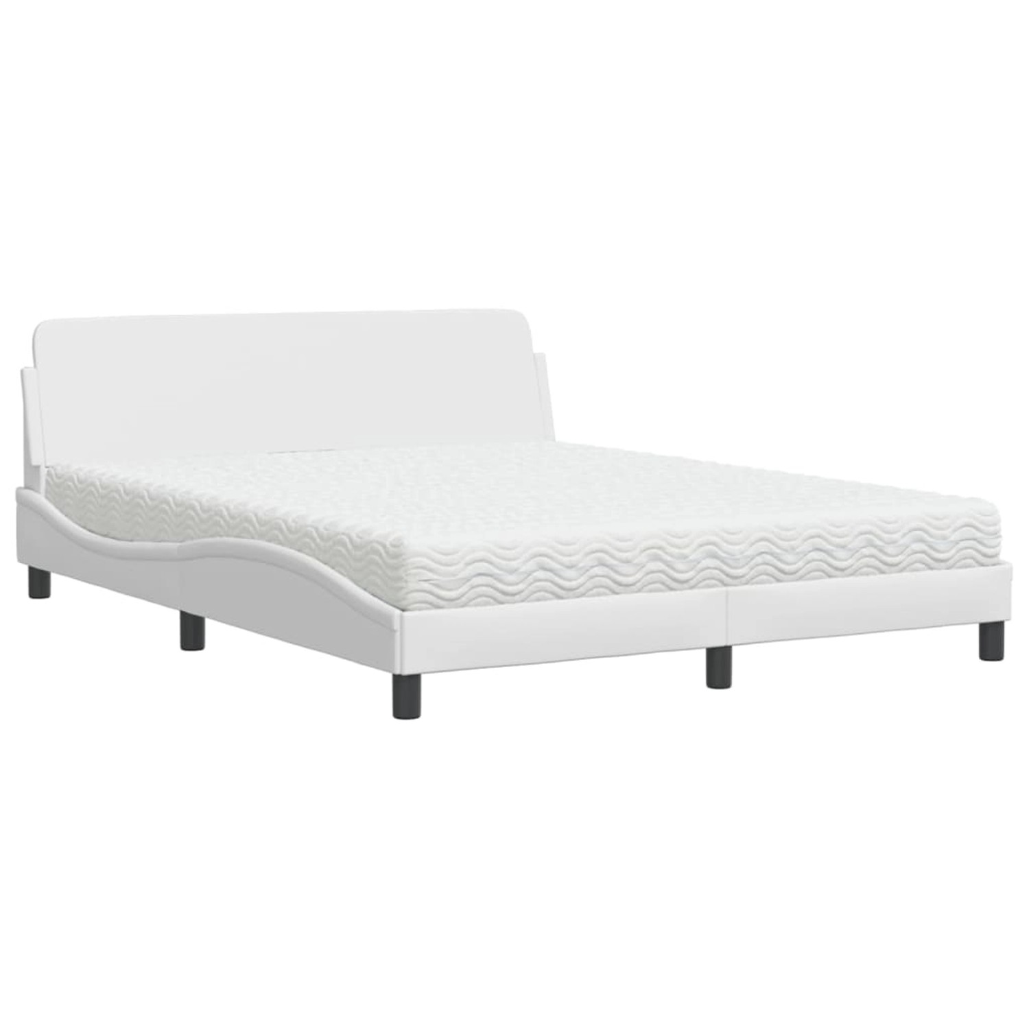 vidaXL Bett mit Matratze Dover Weiß 160x200 cm Kunstleder 3208438