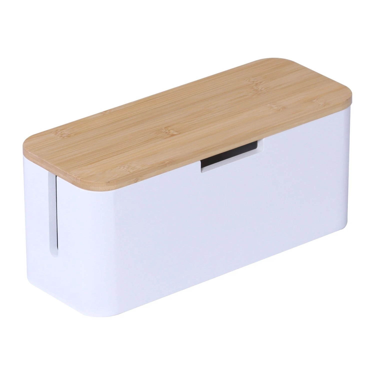 Relaxdays Kabelbox Bambus Natur Magnetisch 14,5 cm x 34 cm x 11 cm