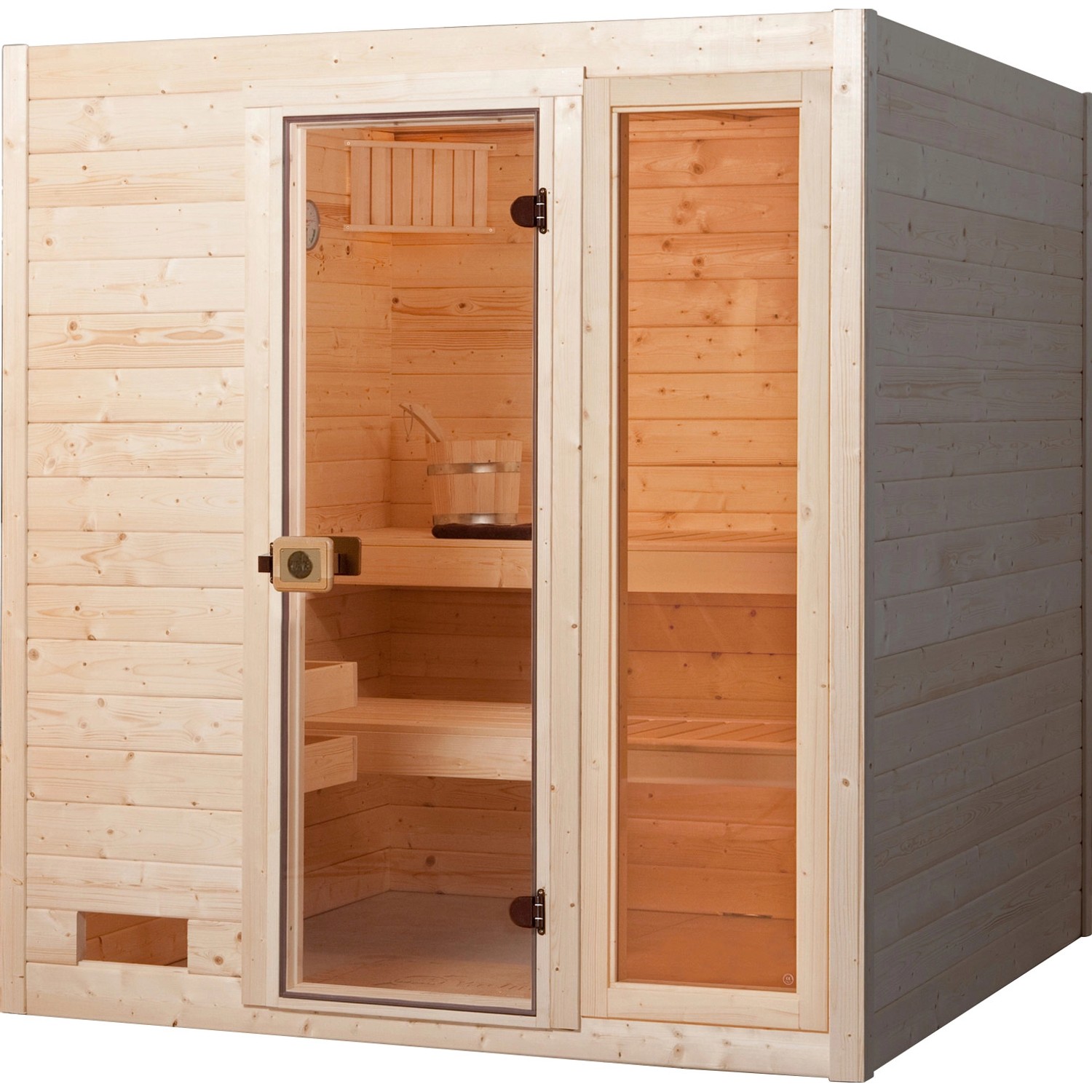 Weka Massivholzsauna 38 mm Valida 3 mit Glastür und Fensterelement