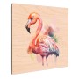 Banjado Schlüsselbox mit Aquarell-Flamingo auf Holzfront, 30x30cm, 50 Haken. Schlüsselkasten für die Wandmontage.