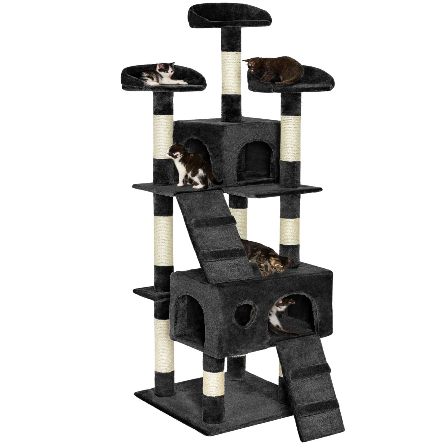 Tectake Kratzbaum Mogli 170 cm Sisal  60 x 60 x 170 cm Schwarz