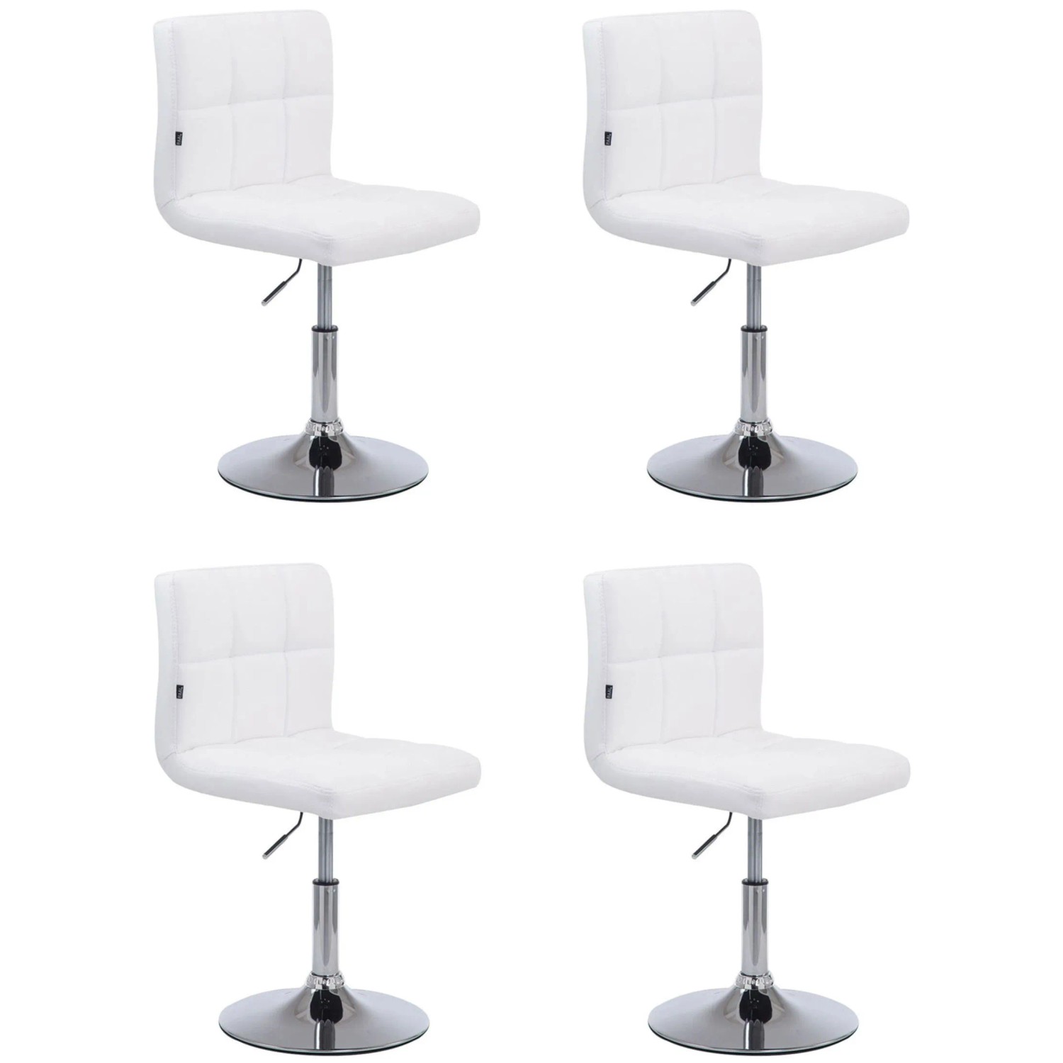 DELUKE 4er Set Barhocker BANGKO Kunstleder Weiß 44x49x74cm Barstuhl Höhenverstellbar Mit Lehne Drehbar Tresenhocker Tresenstuhl