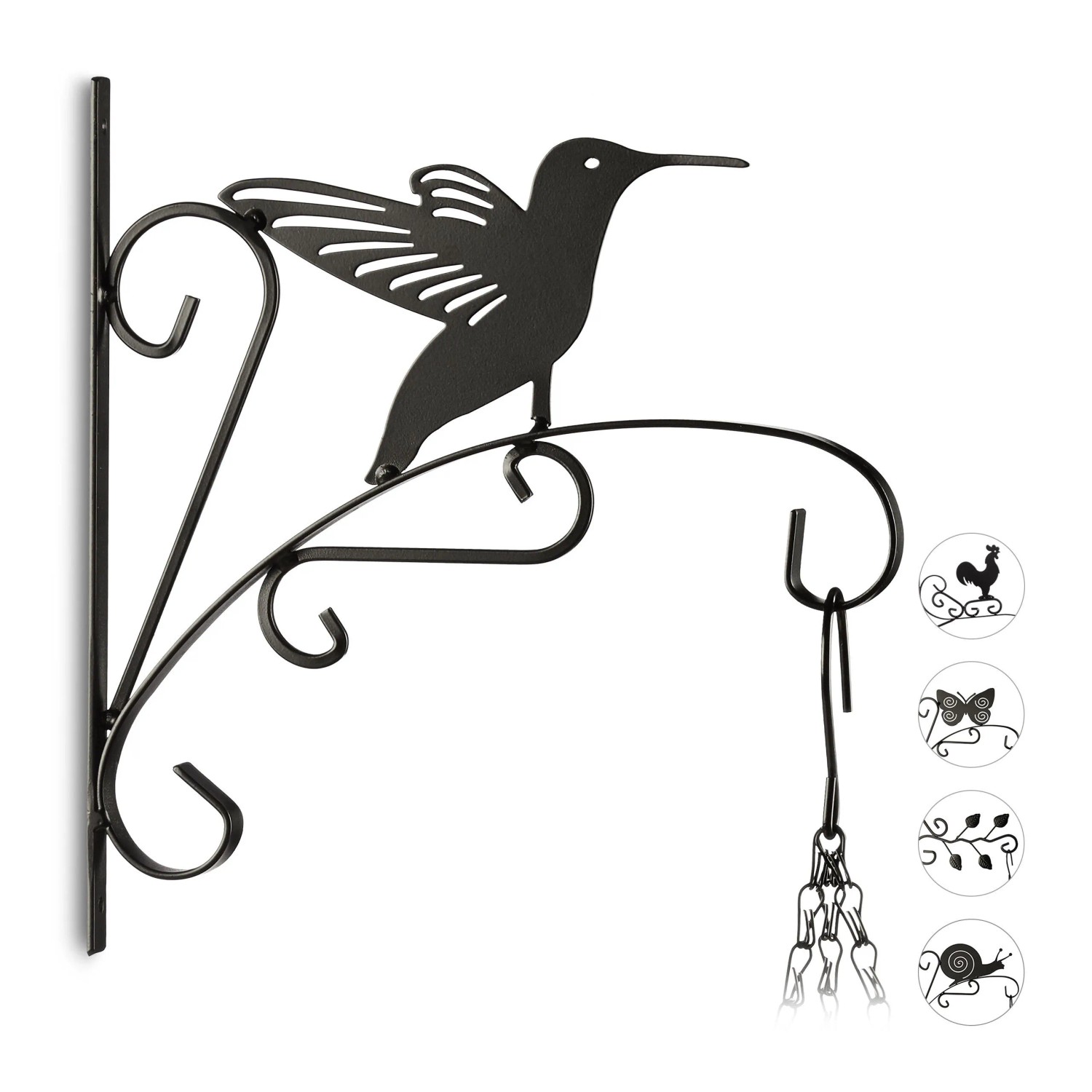 Relaxdays Blumenhaken Eisen Schwarz Vogel 30 cm x 27,5 cm x 2 cm 0,5 kg