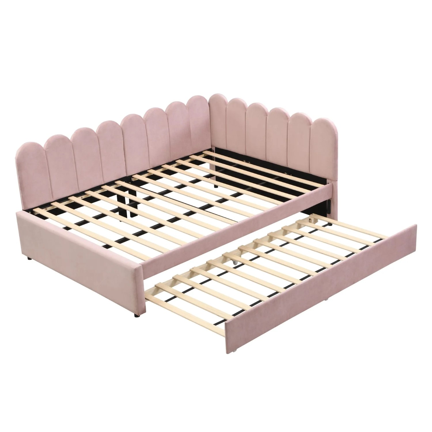 Merax L Schlafsofa 140x200cm Ausziehbett Samt Rosa