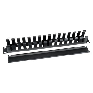 HMF 65451-02 Kabelmanagement mit Abdeckung für Serverschrank 19 Zoll 1 HE Schwarz